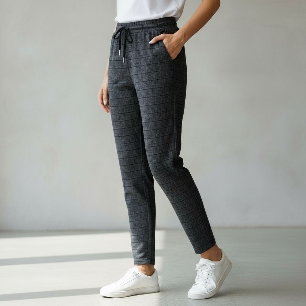 A New Day Black / Charcoal Gray Herringbone Slim Straight Leg Knit Ankle Pants